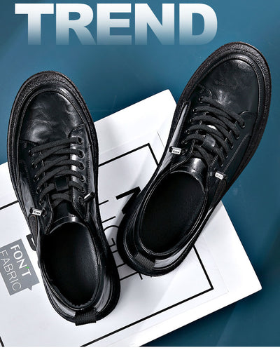 Genuine Leather Casual Shoes Cool Black Sneaker
