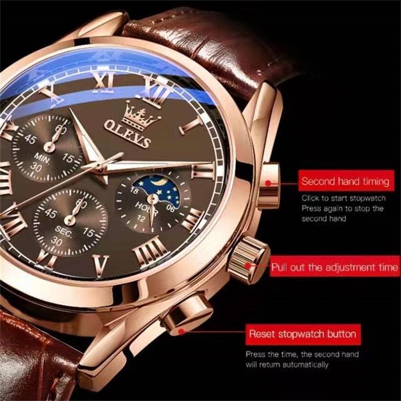 Men Luxury Breathable Leather Sports watch