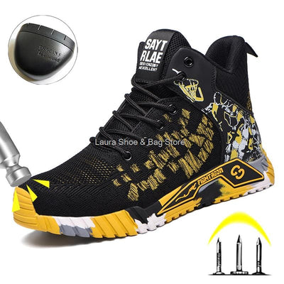 High Top Men's Safety Shoes Steel Toe Work Sneaker