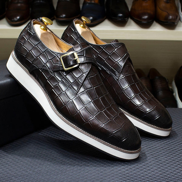 Handmade Single Buckle Monk Strap Sneakers Flat Dress Shoes