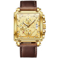 Luxury Square Quartz Wristwatch Leather Strap