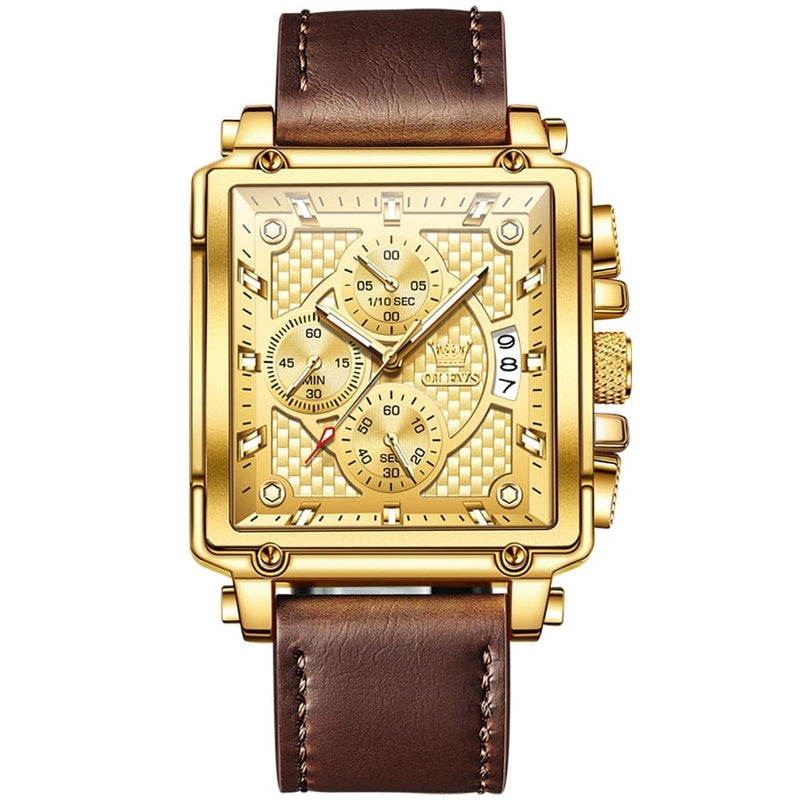 Luxury Square Quartz Wristwatch Leather Strap