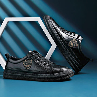 Zapatos casuales de cuero genuino Cool Black Sneaker