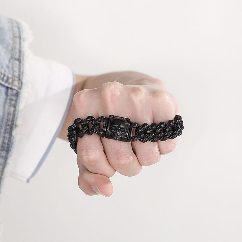 Men's Bracelet Stainless Steel Punk Skull Wristband Viking Charm