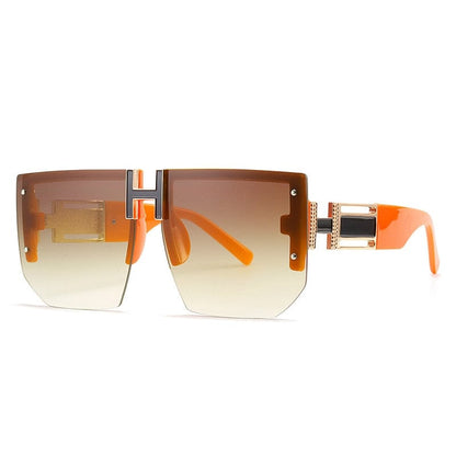 Übergroße, randlose Designer-Sonnenbrille der Luxusmarke