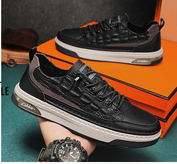 Men Leather Casual Shoes Trend Crocodile Print