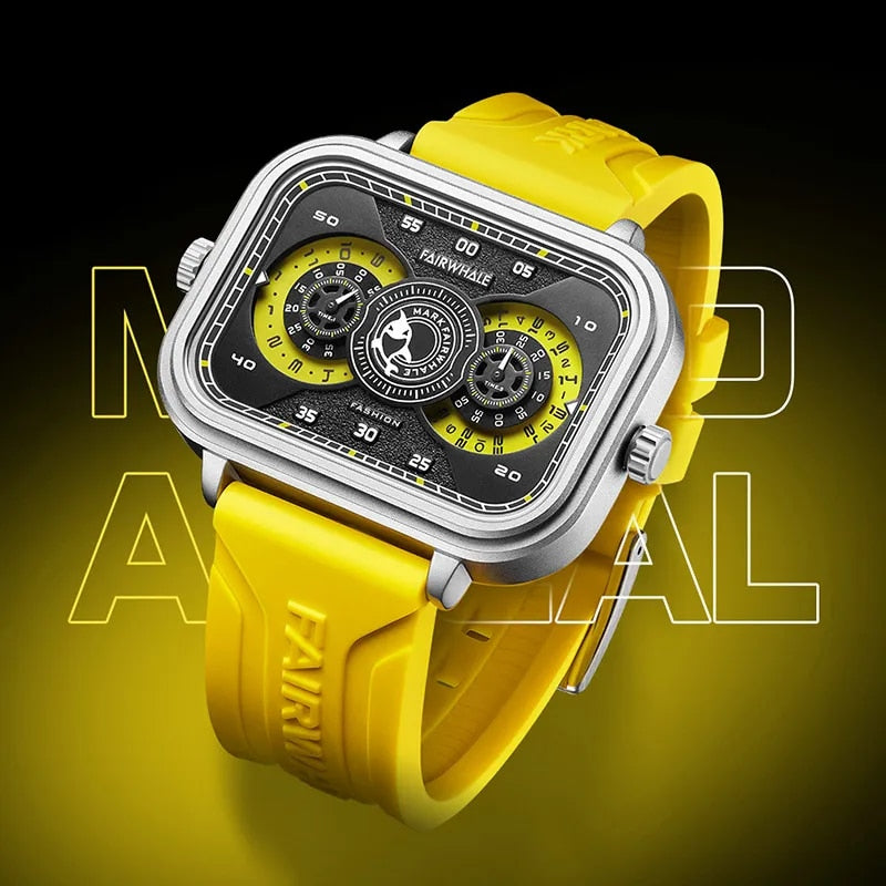 Quartz Watches Men's Sports Silicone Strap Dual Time