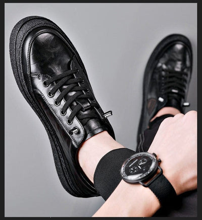 Genuine Leather Casual Shoes Cool Black Sneaker