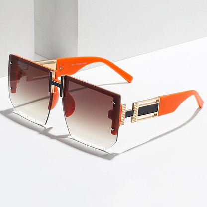 Übergroße, randlose Designer-Sonnenbrille der Luxusmarke