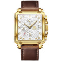 Luxury Square Quartz Wristwatch Leather Strap