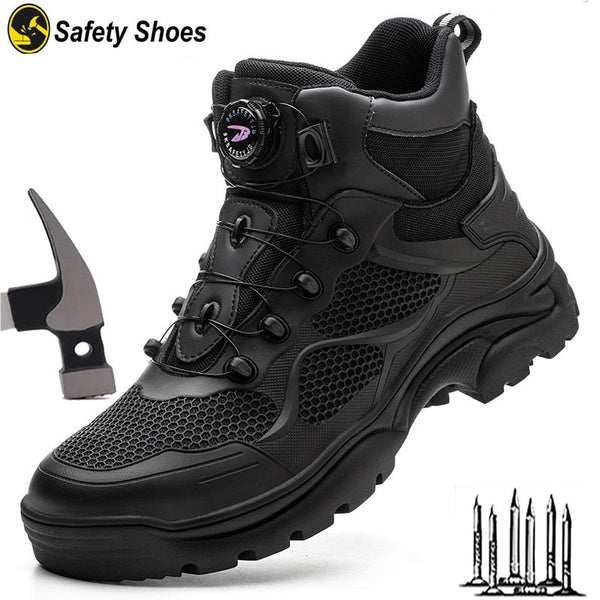 Rotating Button Safety Shoes Men Work Sneakers Indestructible