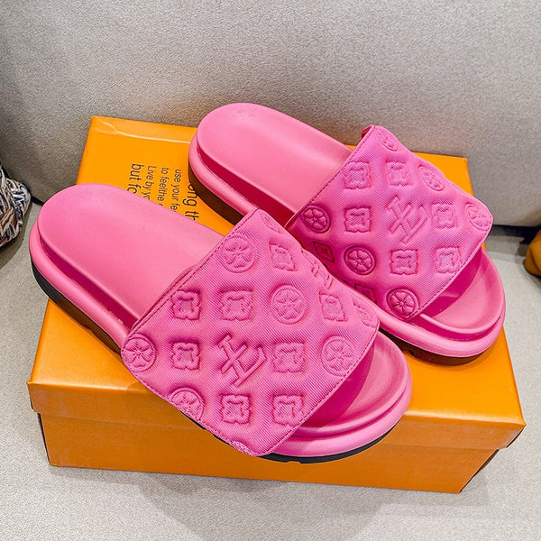Magic Tape Flat Slippers Luxury Brand Platform Sandals
