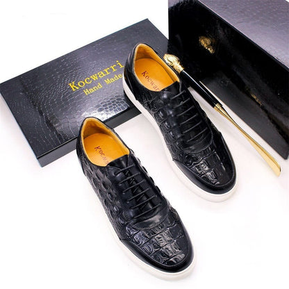 Chaussures pour hommes en cuir véritable à motif de crocodile à lacets
