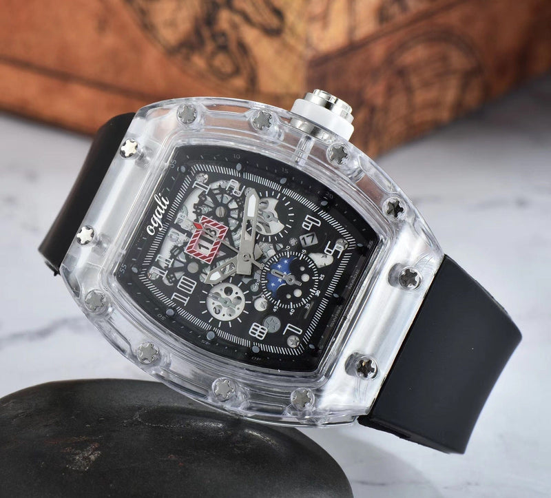 Montres en forme de strass de diamant de sports de bande de silicone