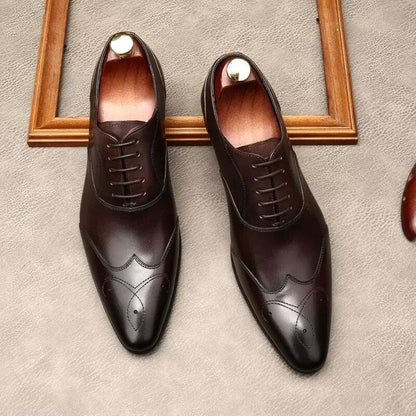 Chaussure habillée en cuir Brogues italiennes en cuir véritable à lacets